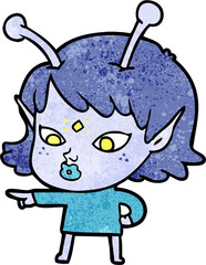 pretty cartoon alien girl