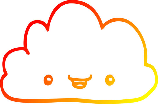 recommend clip art: warm gradient line drawing of a happy cartoon cloud