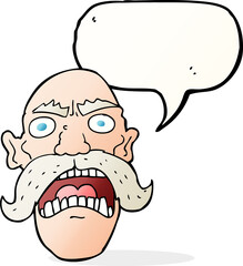 cartoon angry old man with speech bubble