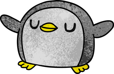 textured cartoon illustration kawaii of a cute penguin