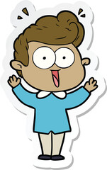 sticker of a cartoon excited man