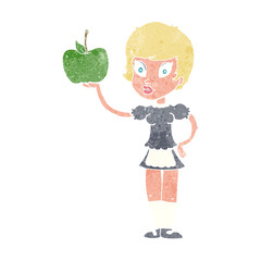 cartoon waitress with healthy food