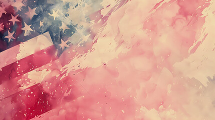 Obraz na płótnie Canvas Memorial Day background American flag design with watercolor splashes copy space