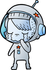 cartoon crying astronaut girl