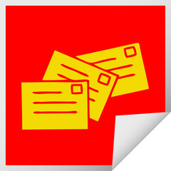 square peeling sticker cartoon of a letters