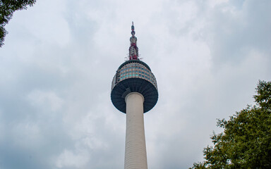 landscape view of city tower in South Korea. 