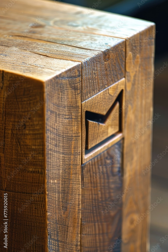 Aufkleber close up of a wooden table with a mail slot. suitable for business or communication concepts