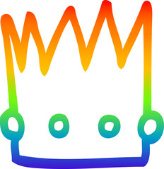 rainbow gradient line drawing of a cartoon crown