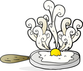 frying freehand drawn cartoon egg