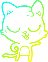 cold gradient line drawing of a cartoon cat