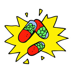 freehand drawn cartoon medical pills