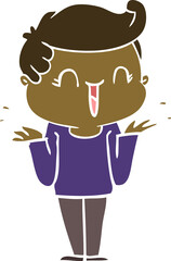 flat color style cartoon laughing boy