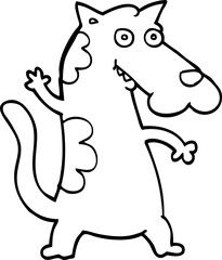 line drawing cartoon dog waving
