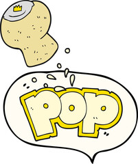 freehand drawn speech bubble cartoon champagne cork popping