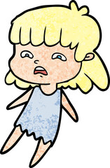 cartoon worried woman