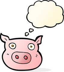 cartoon pig face with thought bubble