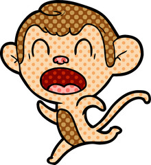 Obraz premium shouting cartoon monkey running
