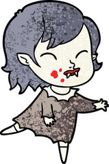 cartoon vampire girl with blood on cheek