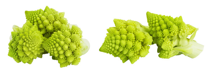 Romanesco broccoli cabbage or Roman Cauliflower isolated on white background with full depth of...