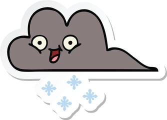 sticker of a cute cartoon storm snow cloud