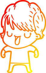 warm gradient line drawing of a cartoon woman talking