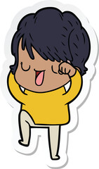 sticker of a cartoon woman talking