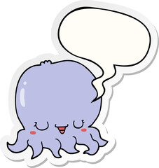cartoon jellyfish with speech bubble sticker