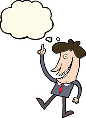 cartoon man with idea with thought bubble