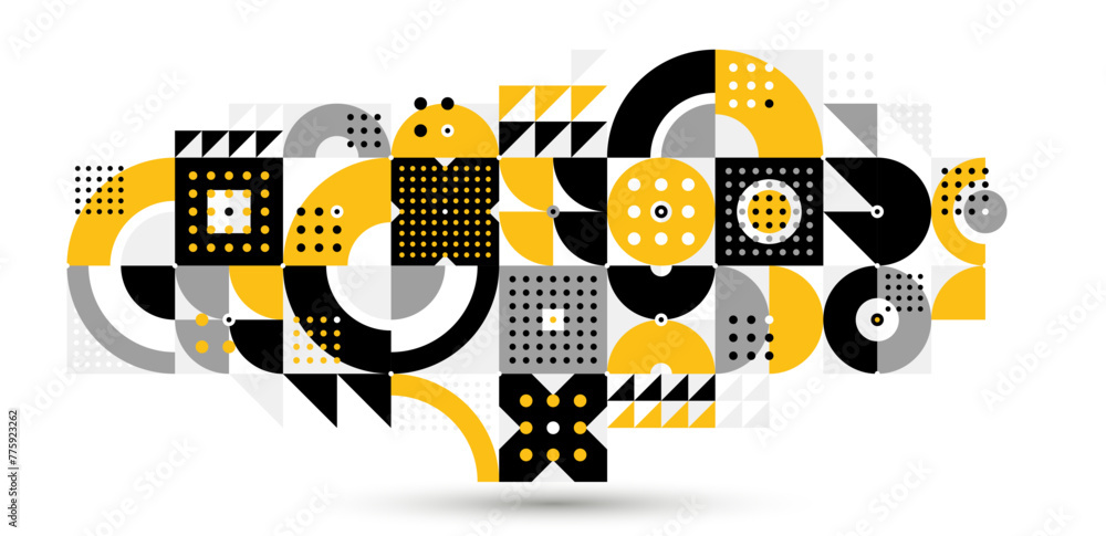 Poster bauhaus trendy abstract geometric vector background, tiling mosaic pattern memphis style abstraction