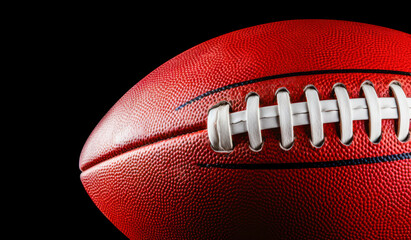 Exquisite view of an American football ball, Large details, Black background and Wallpaper
