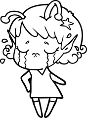 cartoon crying alien girl