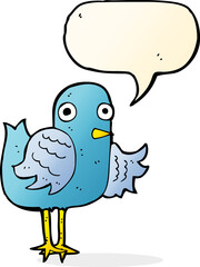 cartoon bird waving wing with speech bubble