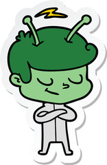 sticker of a friendly cartoon spaceman
