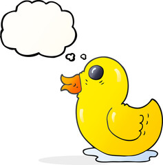 freehand drawn thought bubble cartoon rubber duck