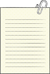 cartoon lined paper with paperclip
