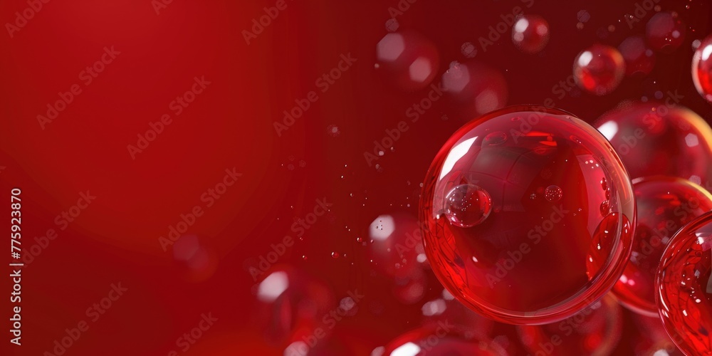 Poster A bunch of red bubbles floating on top of each other. Perfect for creative design projects