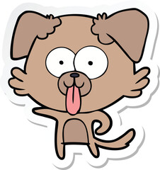 sticker of a cartoon dog with tongue sticking out