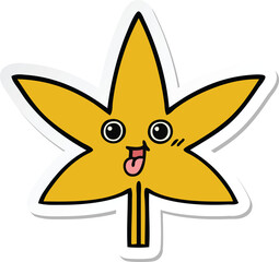 sticker of a cute cartoon autumnal leaf