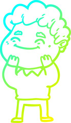 cold gradient line drawing of a cartoon friendly man