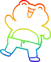 rainbow gradient line drawing of a cartoon frog