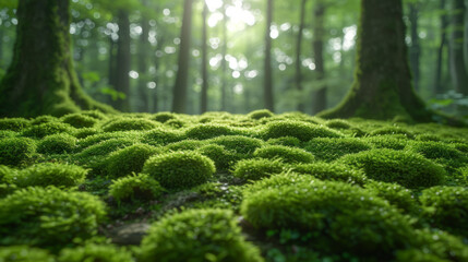 Moss-Covered Path in Lush Woodland