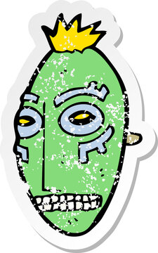 recommend clip art: retro distressed sticker of a cartoon tribal mask