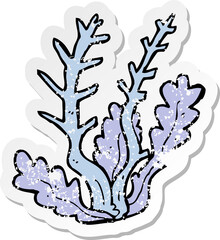 retro distressed sticker of a cartoon seaweed
