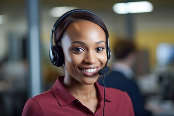 African-American girl effective interaction, support specialist helps the client solve a problem,...