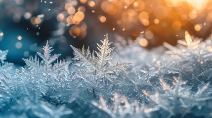 Fototapeta na wymiar Ice Crystals on a Frozen Surface