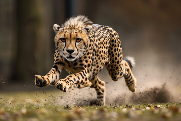 Cheetah running, danger, grass, safari, one animal, animal eye