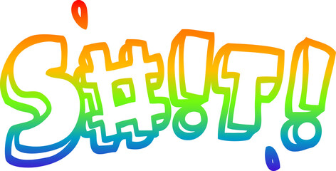 rainbow gradient line drawing of a cartoon swear word - obrazy, fototapety, plakaty