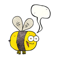 freehand speech bubble textured cartoon bee