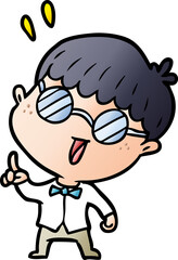 Fototapeta premium cartoon clever boy with idea