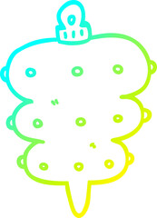 cold gradient line drawing of a cartoon christmas decoration
